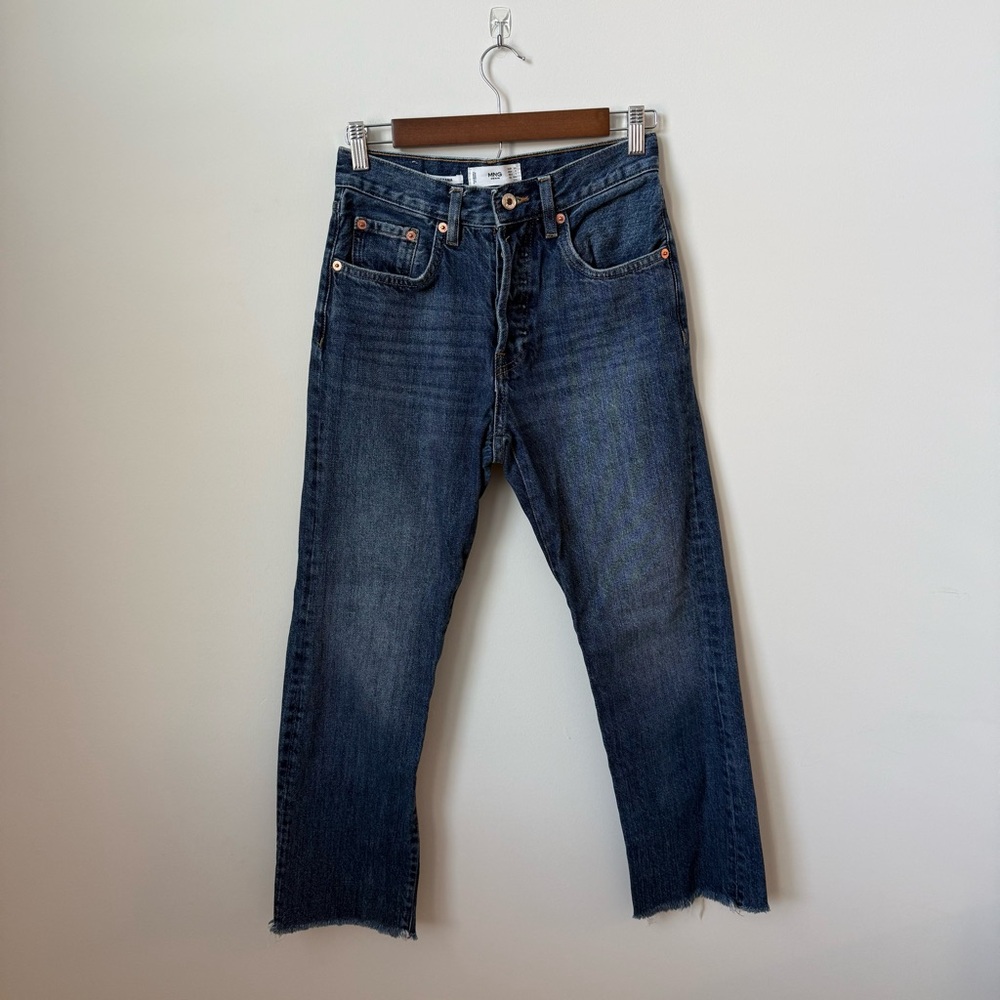 MNG Mango Havana Dark Wash Straight Crop Jeans